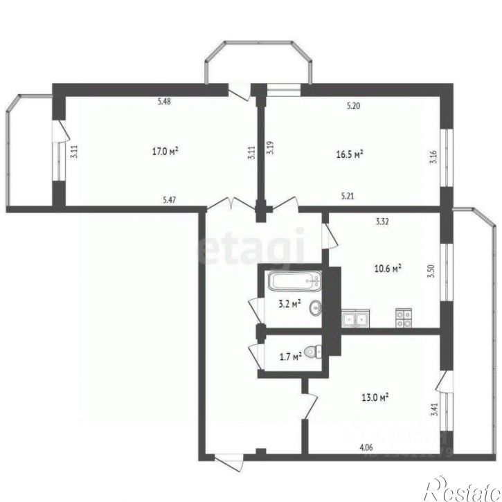 3-комн квартира улица Князя Трубецкого, 26А,  д. 26А