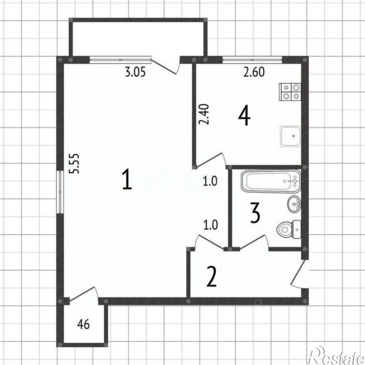 1-комн квартира улица Николая Чумичова, 34,  д. 34