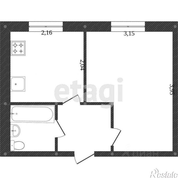 1-комн квартира улица Макаренко, 4Б,  д. 4Б