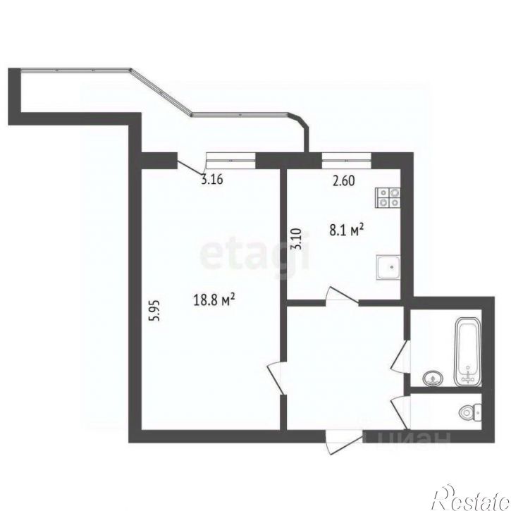 1-комн квартира улица Королёва, 6,  д. 6