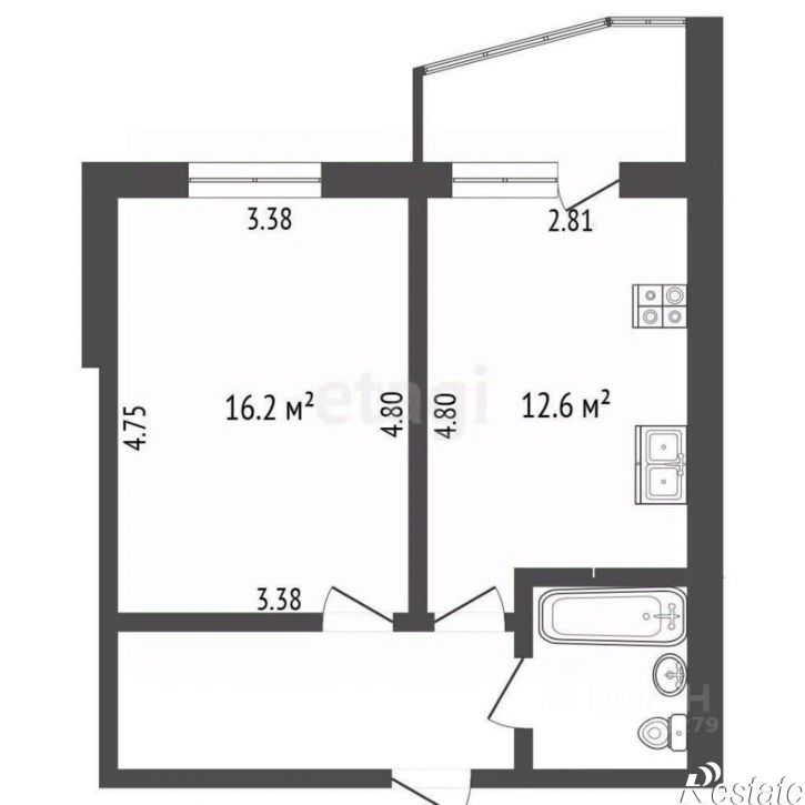 1-комн квартира Каштановая улица, 2,  д. 2