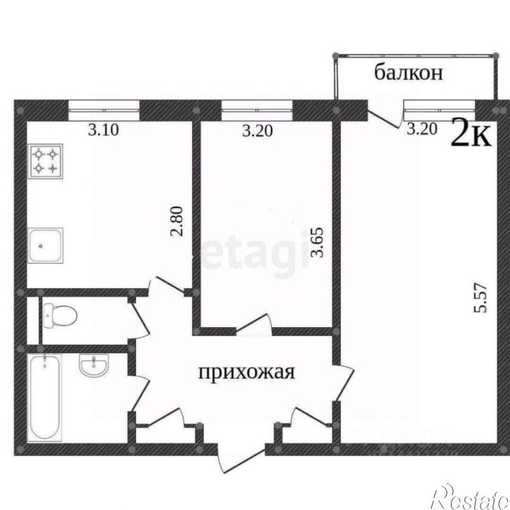 2-комн квартира