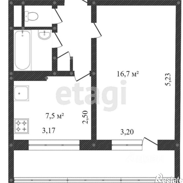 1-комн квартира улица Горького, 52Б,  д. 52Б