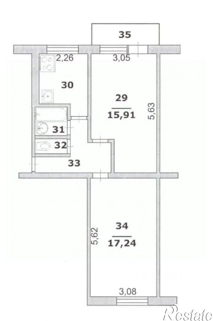 2-комн квартира улица Костюкова, 22,  д. 22