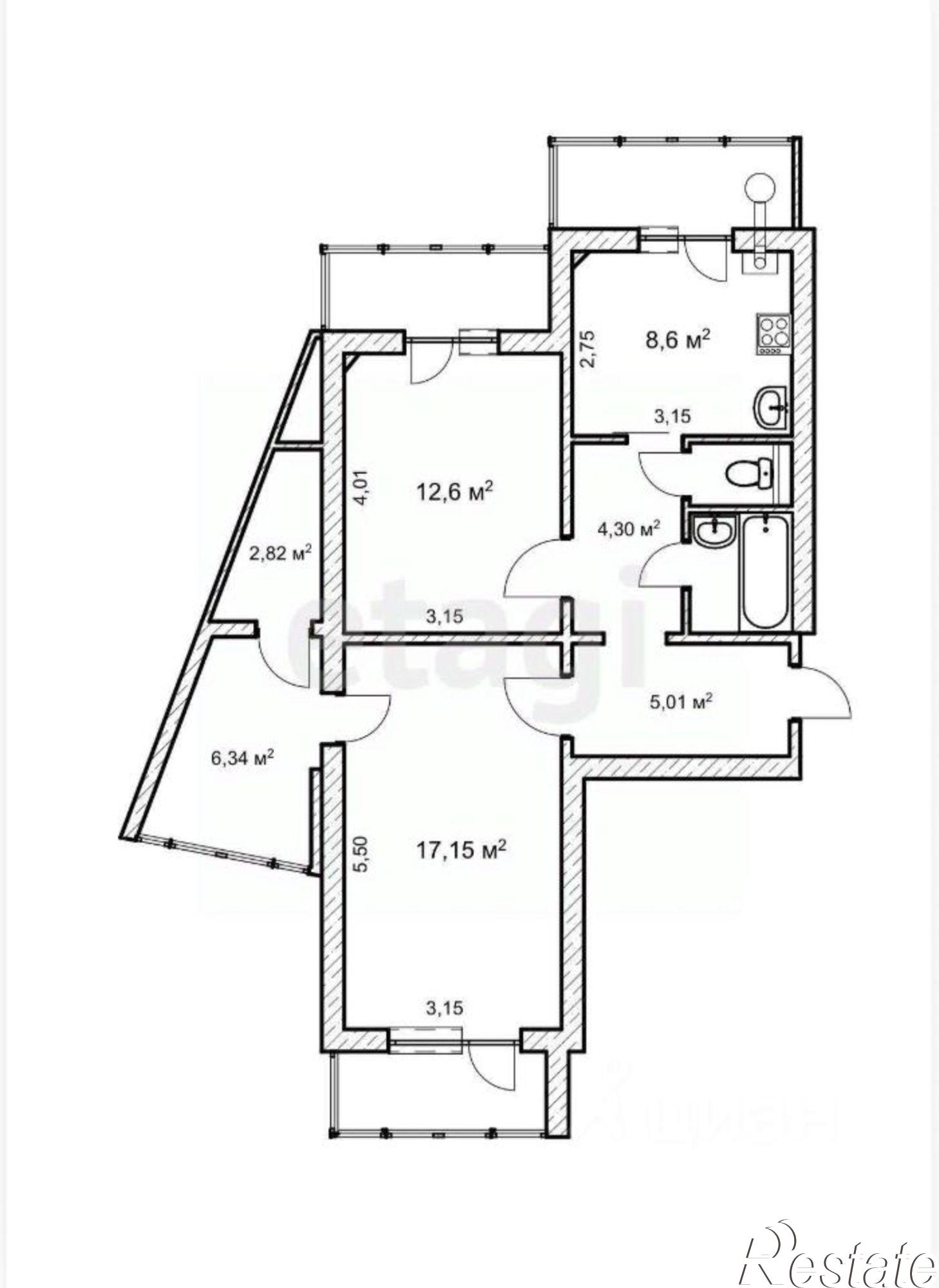 Купить квартиру за 6 200 000 рублей на улица Есенина, 50