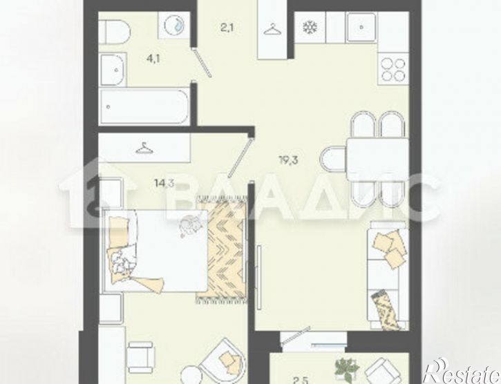 2-комн квартира в новом доме ЖК Жемчужина