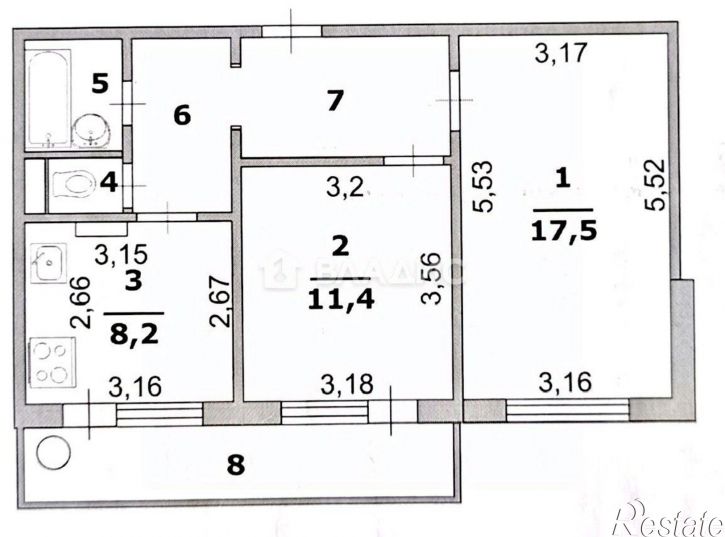 2-комн квартира бульвар Юности, 43,  д. 43