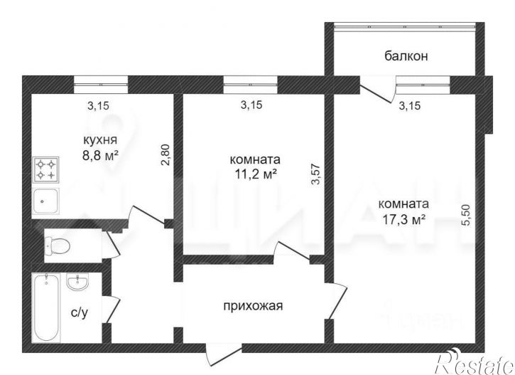 2-комн квартира улица Щорса, 45А,  д. 45А