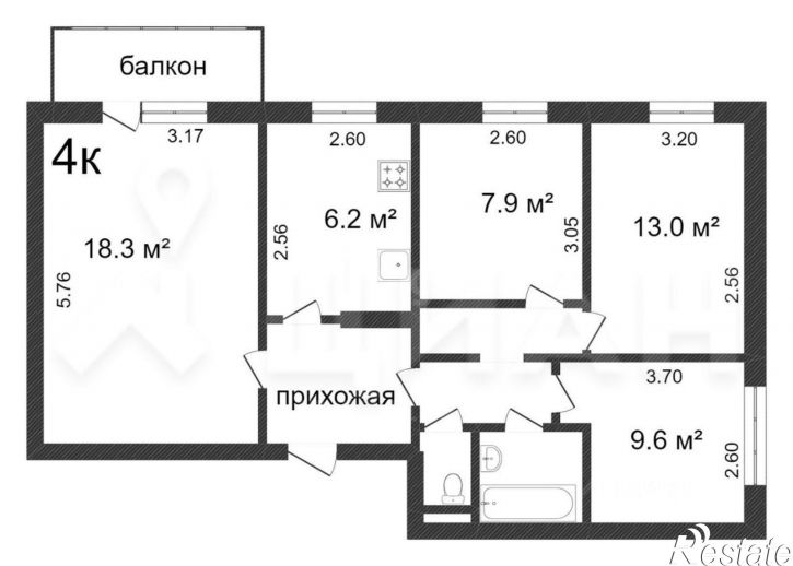 4-комн квартира ул Щорса, 44,  д. 44
