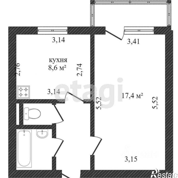 1-комн квартира ул Молодежная, 16а,  д. 16а