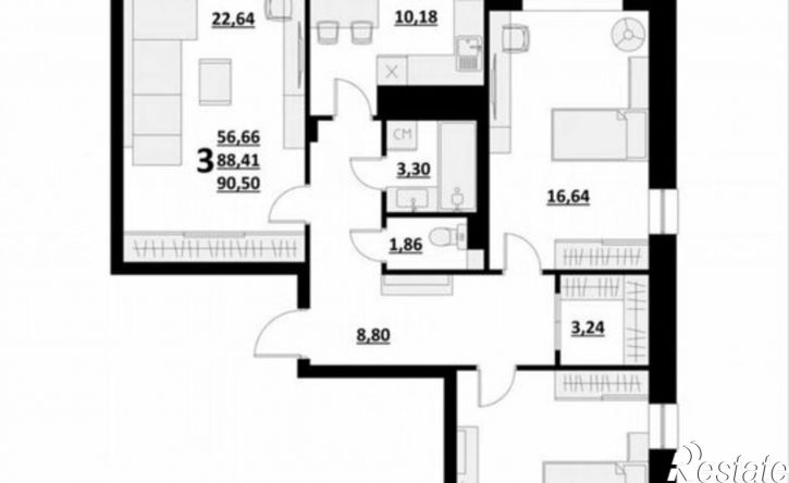 3-комн квартира в новом доме Архитектурный пер, 3,  д. 3