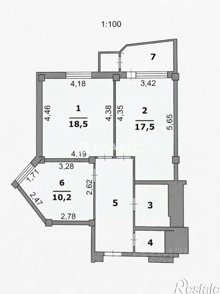 2-комн квартира улица Попова, 102,  д. 102