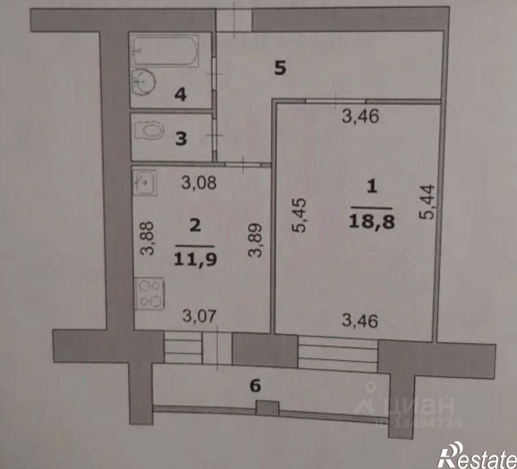 1-комн квартира улица 60 лет Октября, 9А,  д. 9А