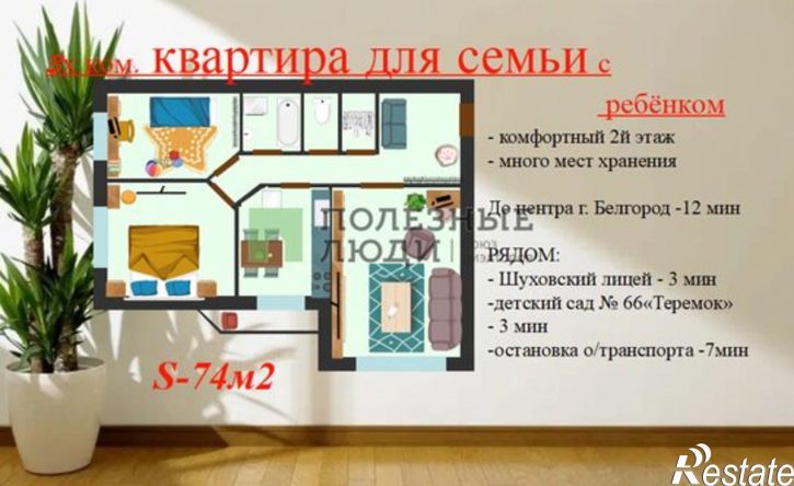 3-комн квартира ул Губкина, 18б,  д. 18б