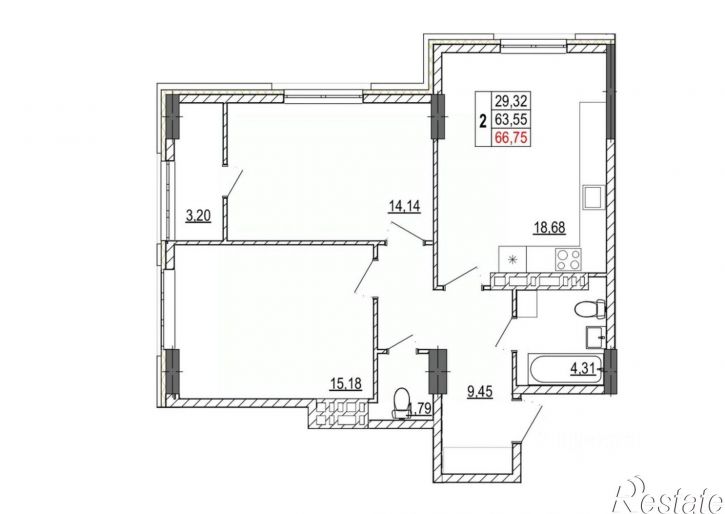 2-комн квартира в новом доме улица Разина, 8,  д. 8