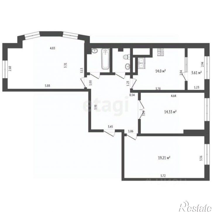 3-комн квартира ул Кирпичная, 69,  д. 69
