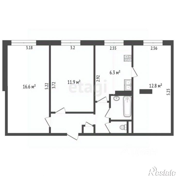 3-комн квартира улица Победы, 83,  д. 83