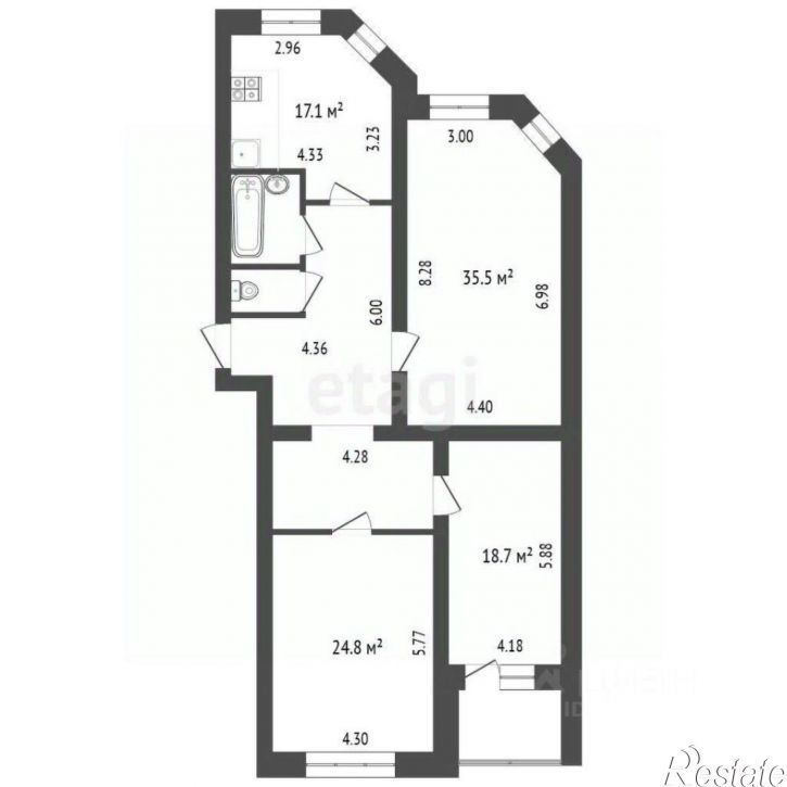 3-комн квартира улица Губкина, 49А,  д. 49А