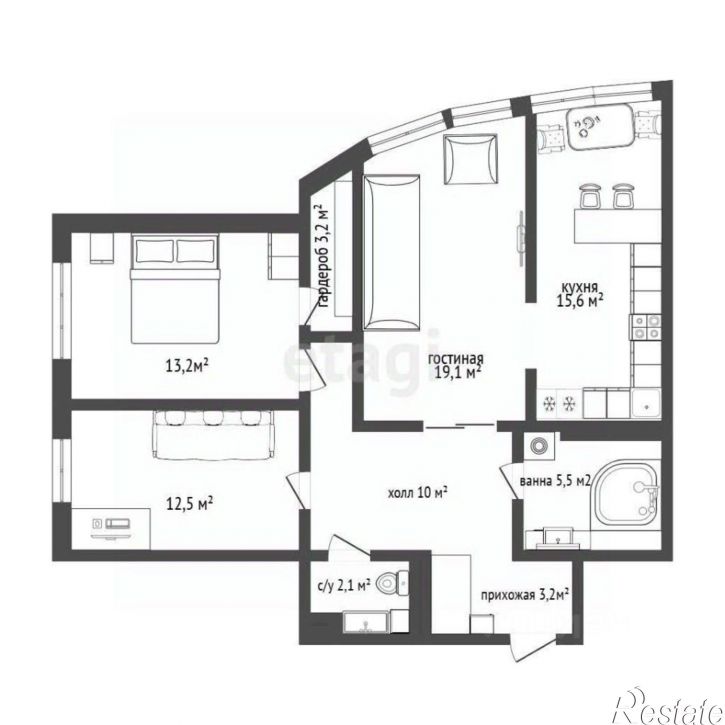 3-комн квартира улица Есенина, 9 к2,  д. 9 к2