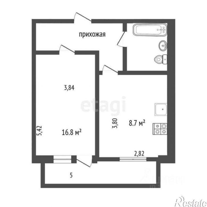 1-комн квартира пр-кт Ватутина, 13а,  д. 13а