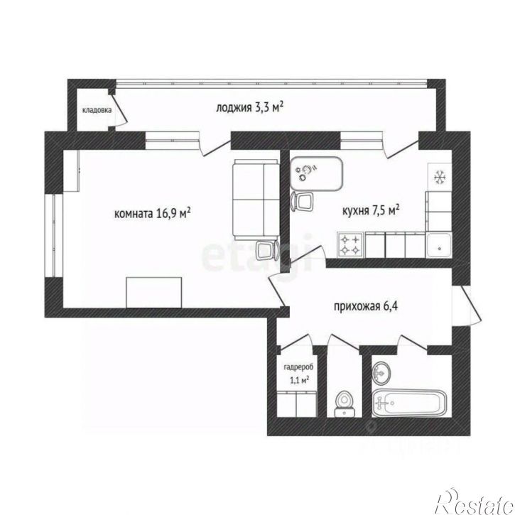 1-комн квартира проспект Ватутина, 26,  д. 26