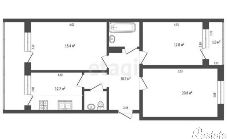 3-комн квартира ул Победы, 49 1,  д. 49 1,  к. 1