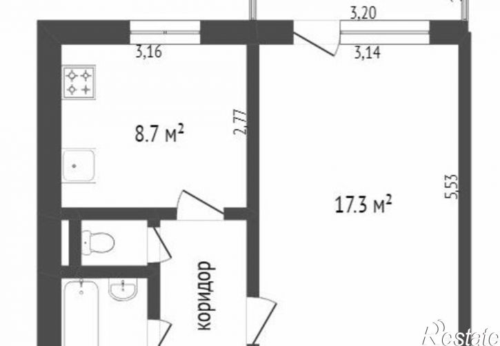 1-комн квартира улица Щорса, 55А,  д. 55А