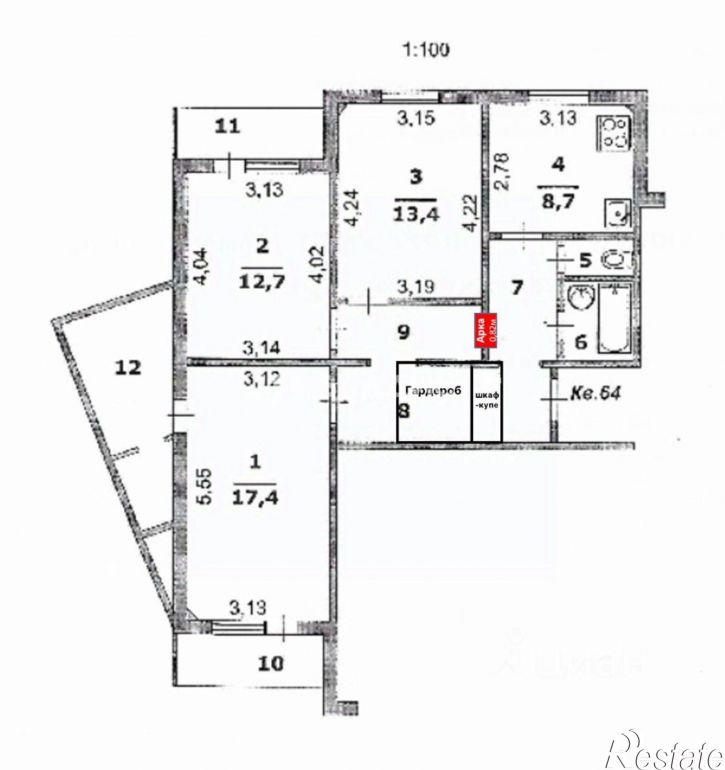 3-комн квартира улица Будённого, 14Б,  д. 14Б