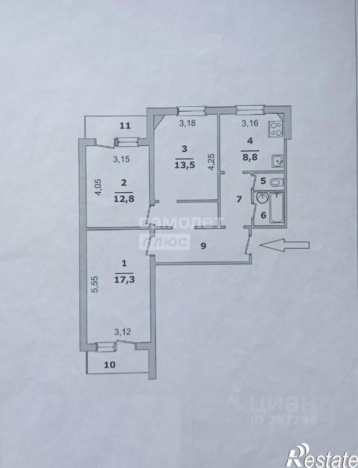 3-комн квартира ул Буденного, 12,  д. 12