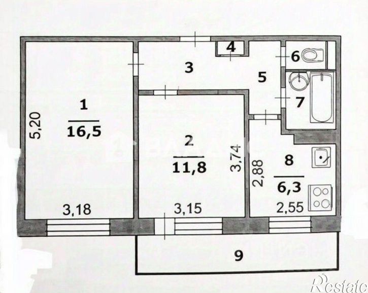 2-комн квартира ул 60 лет Октября, 1,  д. 1