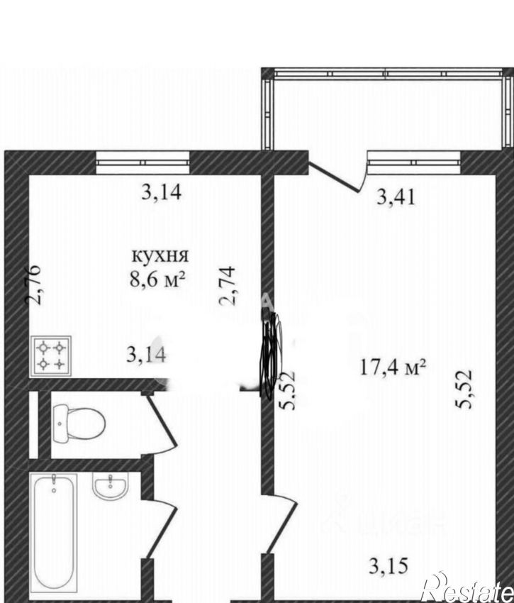 1-комн квартира ул Молодежная, 16а,  д. 16а