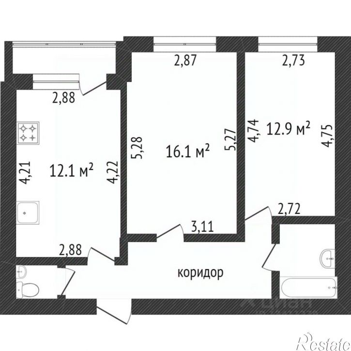 2-комн квартира ул Парковая, 5,  д. 5