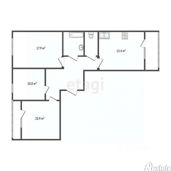 3-комн квартира ул Кирпичная, 65,  д. 65