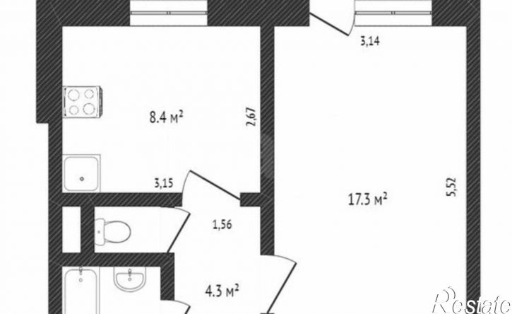 1-комн квартира ул Молодежная, 14,  д. 14