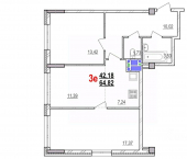 3-комн, 64 кв м, этаж 9/18 пр-кт Б.Хмельницкого, 78а