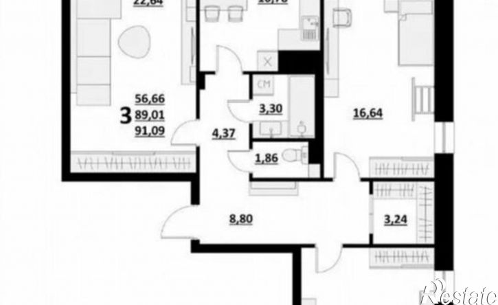 3-комн квартира Архитектурный пер, 3,  д. 3
