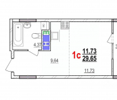 1-комн, 29 кв м, этаж 16/18 пр-кт Б.Хмельницкого, 78а