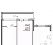 2-комн, 64 кв м, этаж 2/14 ул Разина, 10