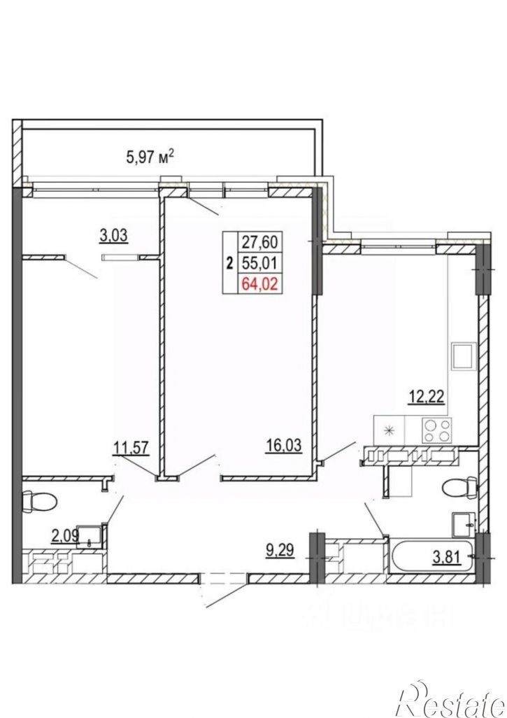 2-комн квартира в новом доме ул Разина, 10,  д. 10