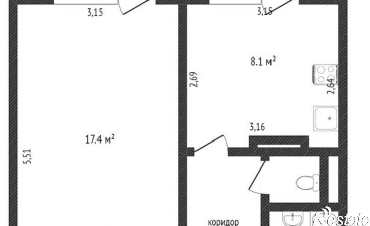 1-комн квартира ул Есенина, 50а,  д. 50а