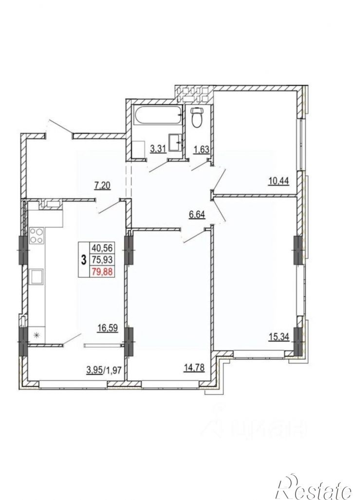 3-комн квартира в новом доме ул Разина, 10,  д. 10