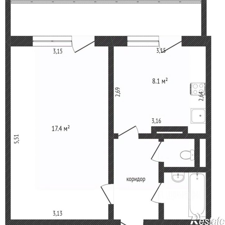 1-комн квартира ул Есенина, 50а,  д. 50а