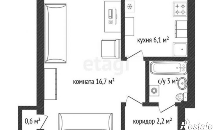 1-комн квартира ул Мичурина, 60,  д. 60