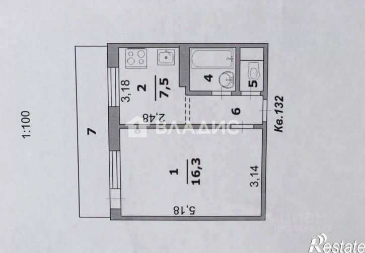 1-комн квартира Белгород, улица Щорса, 44