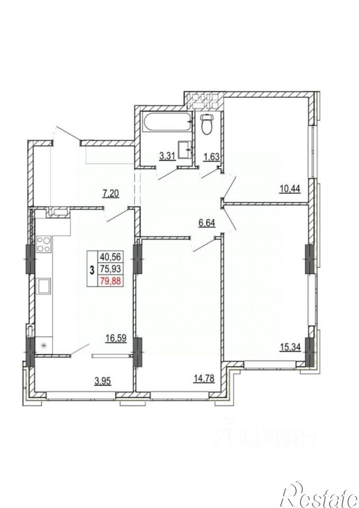 3-комн квартира в новом доме ул Разина, 10,  д. 10