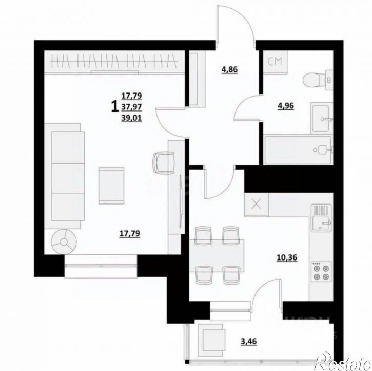 1-комн квартира улица Дзержинского, 10,  д. 10
