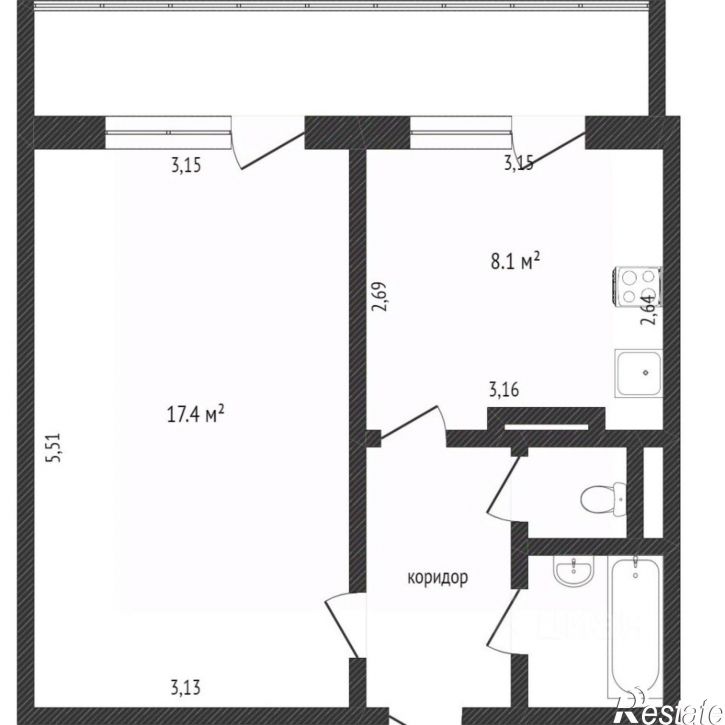 1-комн квартира улица Есенина, 50А,  д. 50А