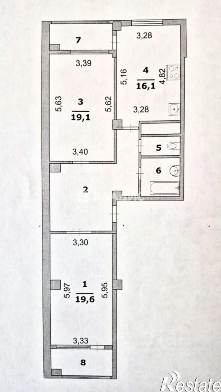 2-комн квартира улица Костюкова, 11В,  д. 11В