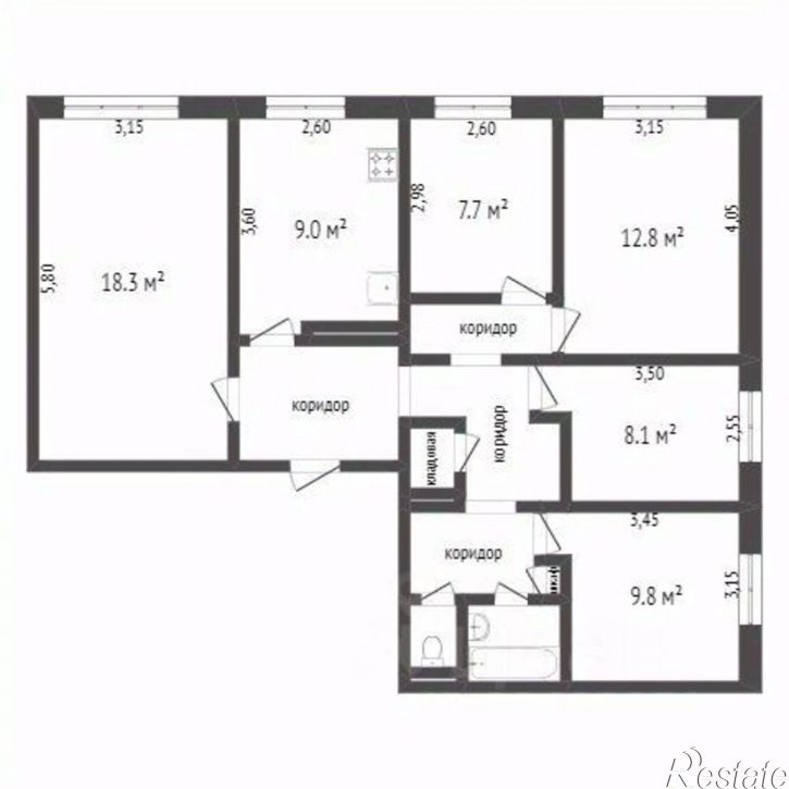 5-комн квартира улица Королёва, 22,  д. 22
