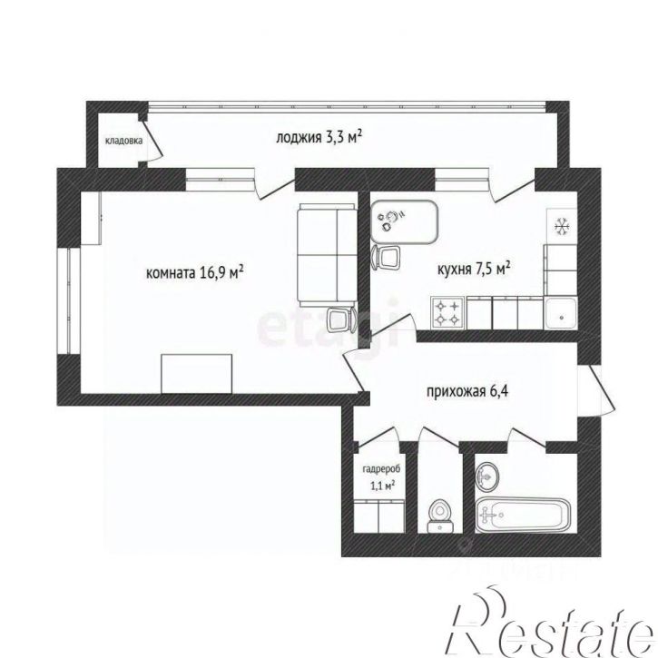 1-комн квартира проспект Ватутина, 26,  д. 26